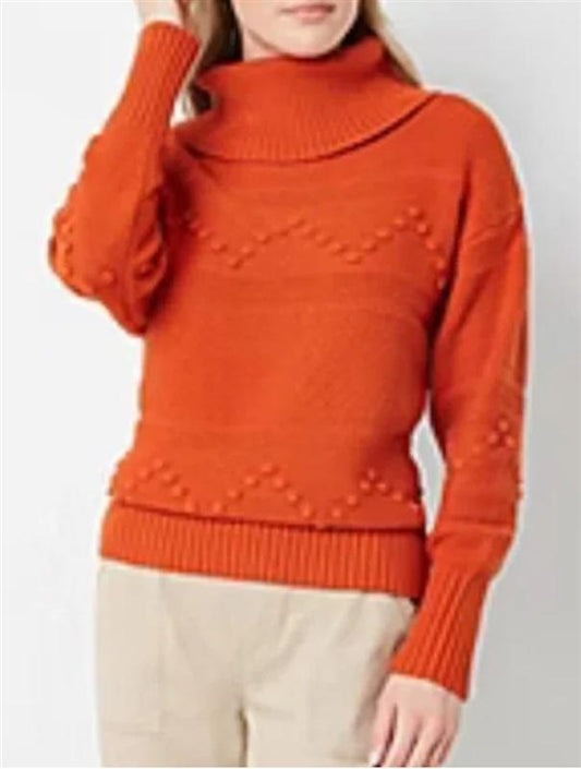 NWT Frye XS Turtle Neck Rustic Clay Orange Popcorn Sweater 123762