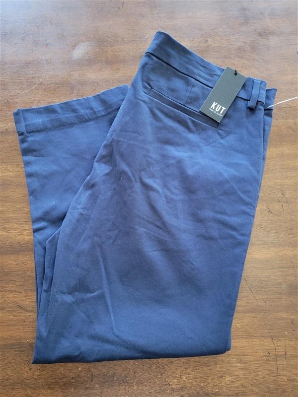 NWT KUT From Kloth 12 Cropped Trouser Pants Navy 123774