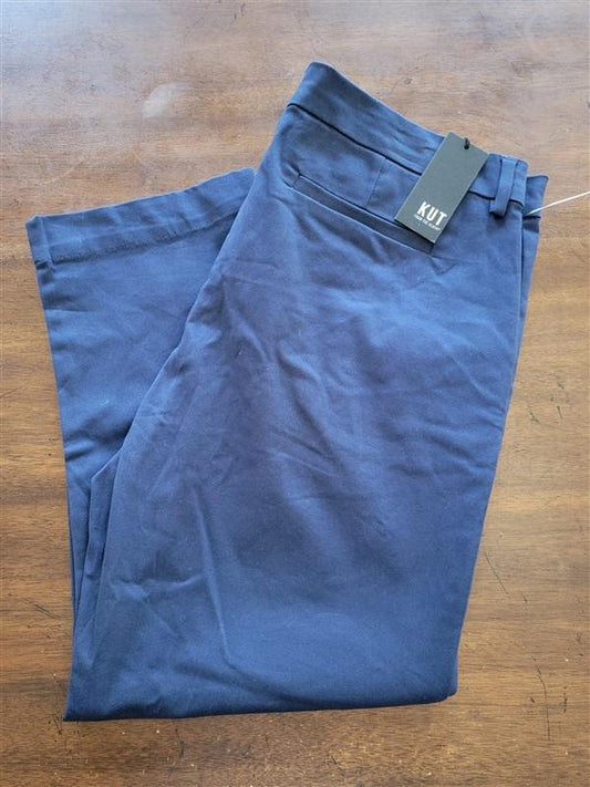 NWT KUT From Kloth 12 Cropped Trouser Pants Navy 123774