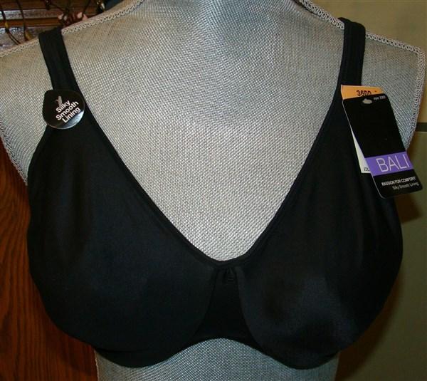 NWOT Bali 36B Passion for Comfort Underwire Bra 3383 Black 123877
