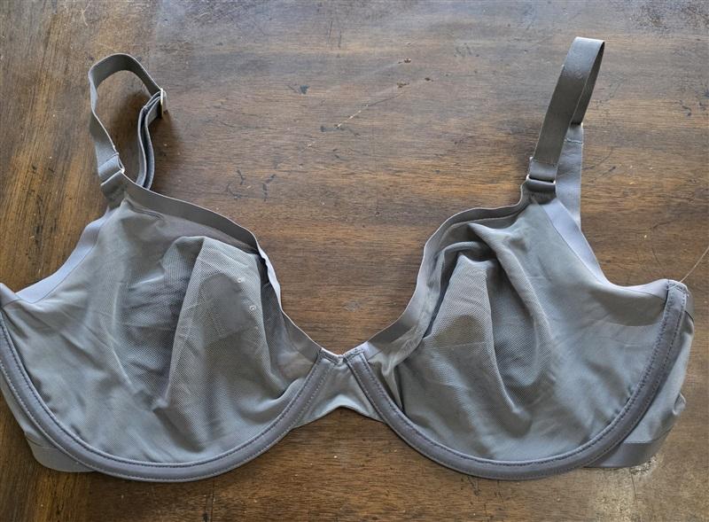 NWOT CUUP 36H The Plunge Mesh Gray Sheer Underwire Bra 124012