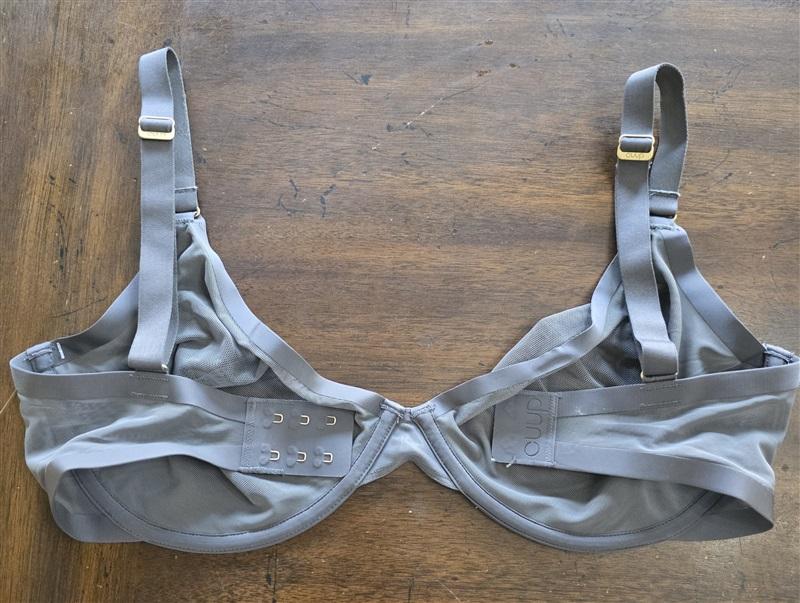NWOT CUUP 36H The Plunge Mesh Gray Sheer Underwire Bra 124012
