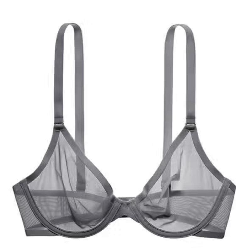 NWOT CUUP 36H The Plunge Mesh Gray Sheer Underwire Bra 124012