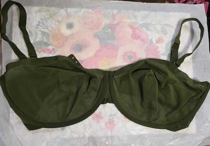 NWOT CUUP 36H The Balconette Mesh Green Sheer Underwire Bra 124014