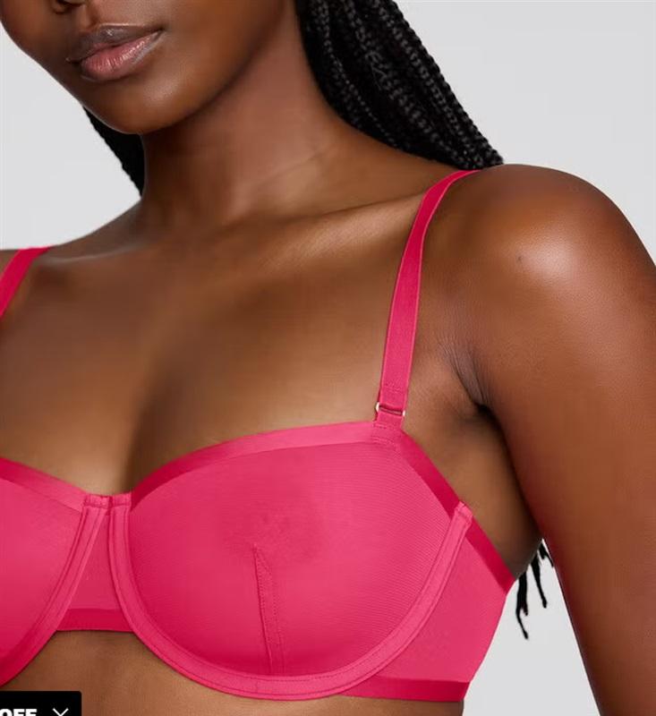 NWOT CUUP 32F The Balconette Mesh Red Sheer Underwire Bra 124015