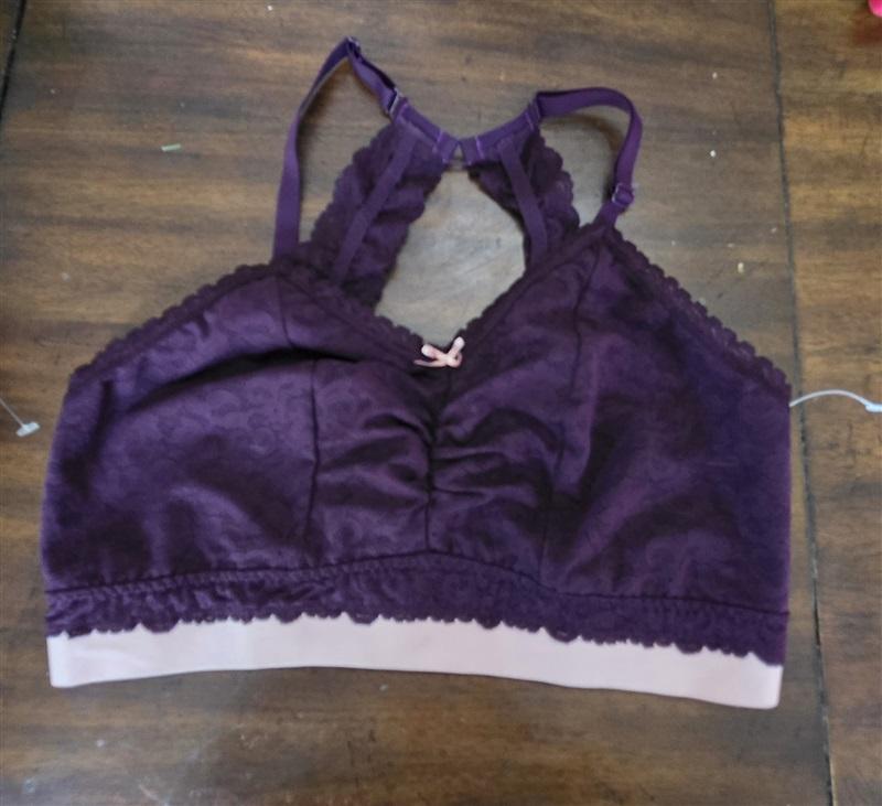 NWOTD Cacique 14/16 Stretch Lace Bralette T Back Purple 124020