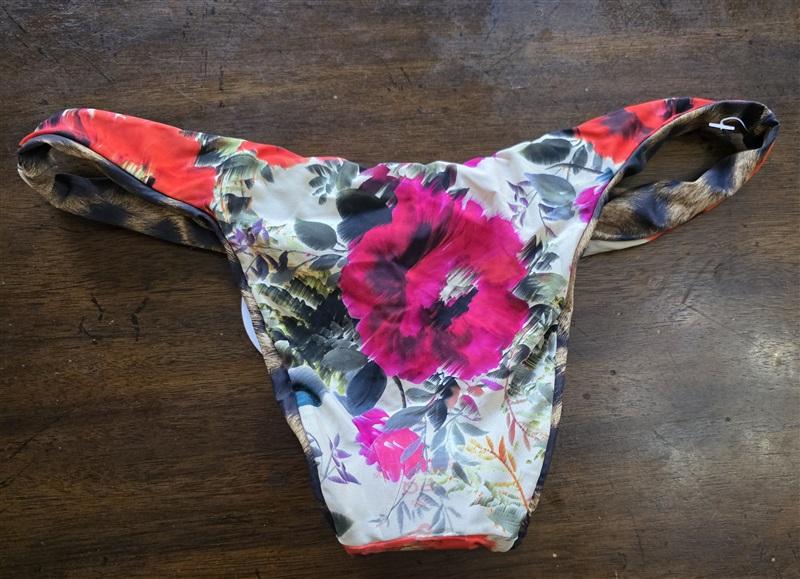 NWT Pilyq PQ S Reversible DES Cheetah & Pink Floral Bikini Bottom 124052