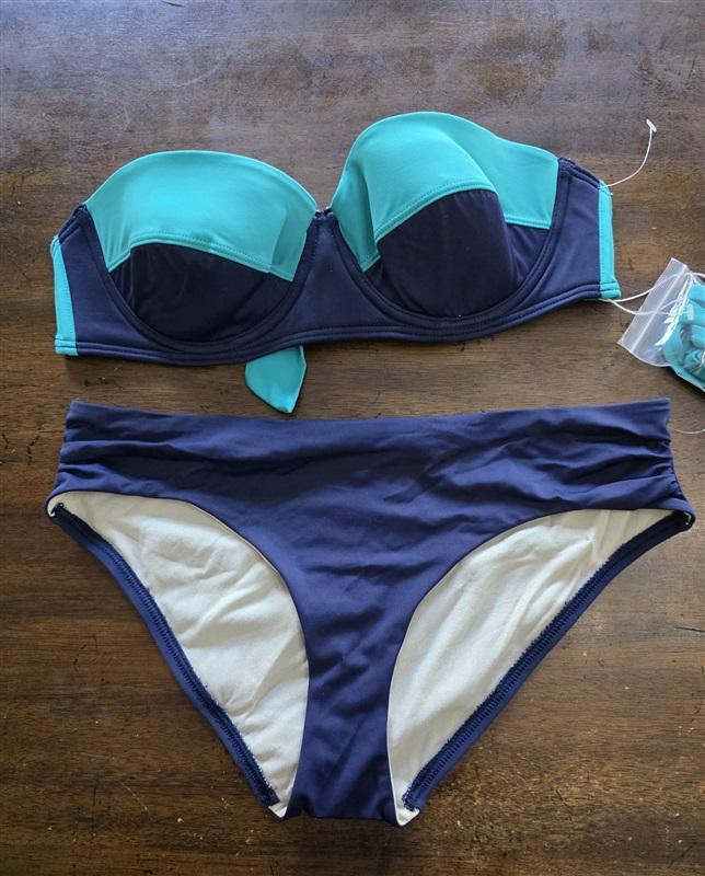NWT Echo S Color Block Underwire Bikini Top & Bottom Blue Green 124054