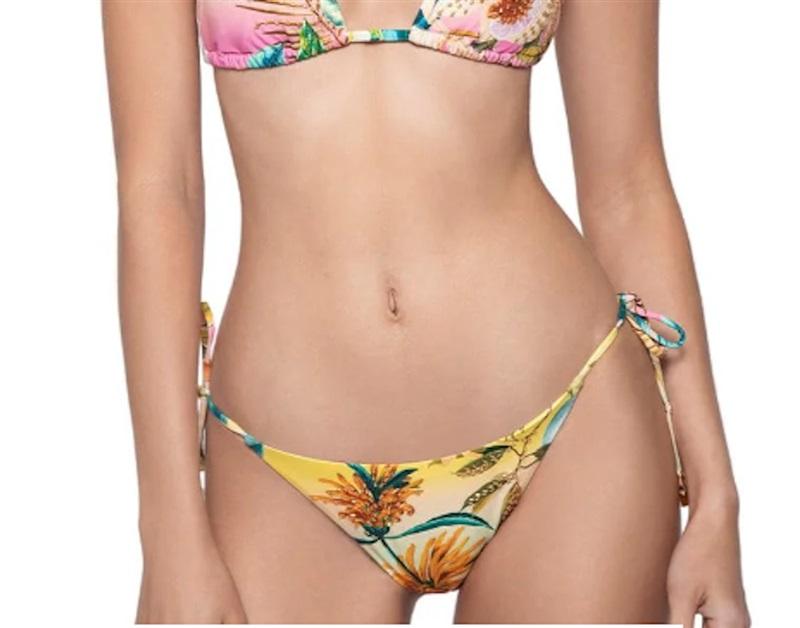 NWT Pilyq L Oasis OSS Embroidered Beaded Tie Full Bikini Swim Bottom 124060