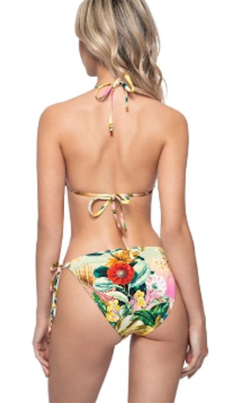 NWT Pilyq L Oasis OSS Embroidered Beaded Tie Full Bikini Swim Bottom 124060