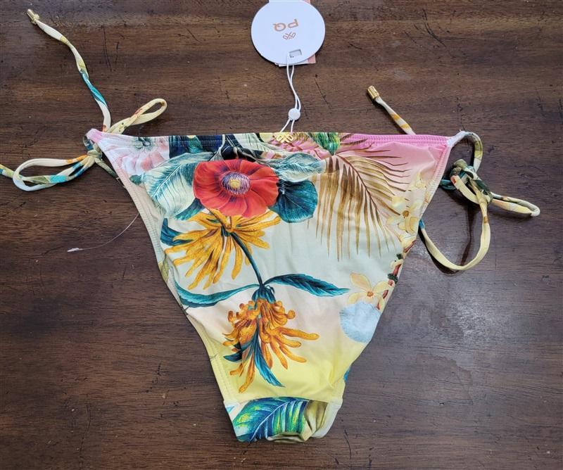 NWT Pilyq L Oasis OSS Embroidered Beaded Tie Full Bikini Swim Bottom 124060