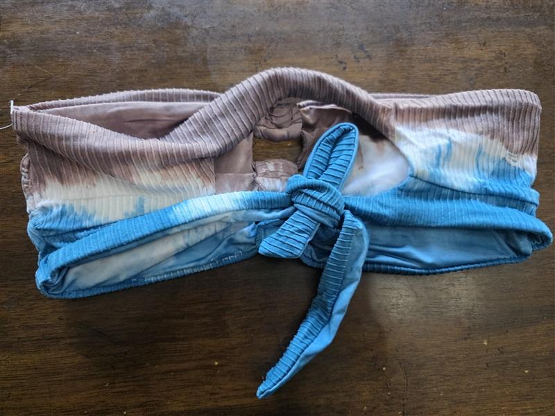 NWOT SOLUNA S Tie Dye Knotted Ombre Bikini Top Bandeau Swim 124066