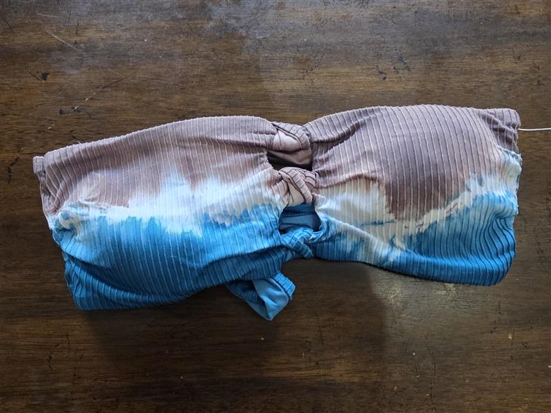 NWOT SOLUNA S Tie Dye Knotted Ombre Bikini Top Bandeau Swim 124066