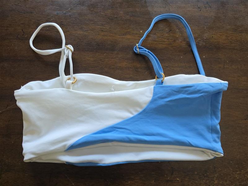 NWOT L*Space Ari XS Color Block Blue White Bikini Swim Top 124077