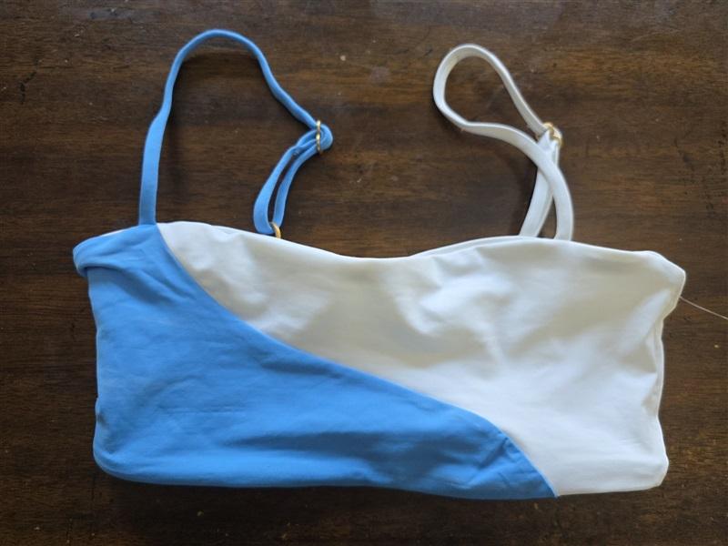 NWOT L*Space Ari XS Color Block Blue White Bikini Swim Top 124077