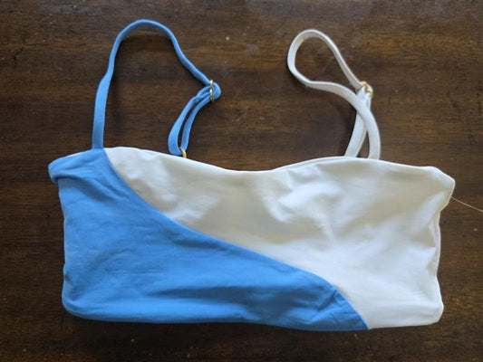 NWOT L*Space Ari XS Color Block Blue White Bikini Swim Top 124077