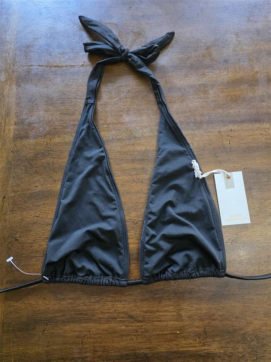 NWT Good American Sz XL Tie Halter Black Bikini Top 124081