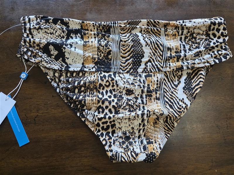 NWT Bleu Rod Beattie Animal Fold-over 14 Brown Bikini Swim Bottoms 124082