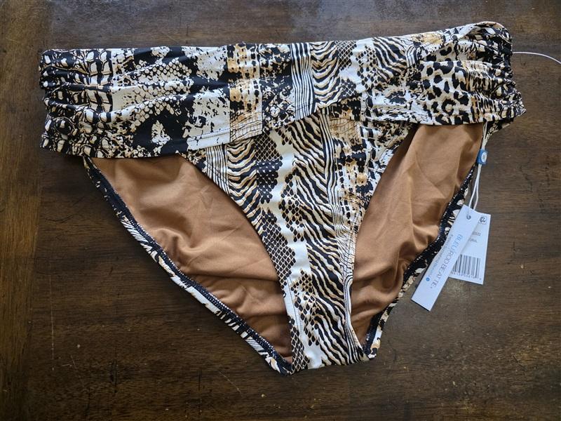 NWT Bleu Rod Beattie Animal Fold-over 14 Brown Bikini Swim Bottoms 124082