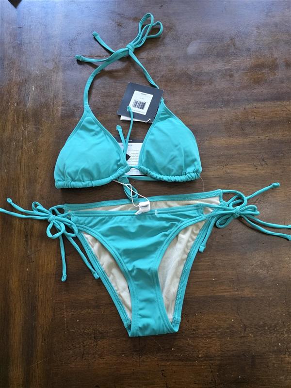 NWT Echo S Green Bikini Halter Top & Tie Side Bottom 124083