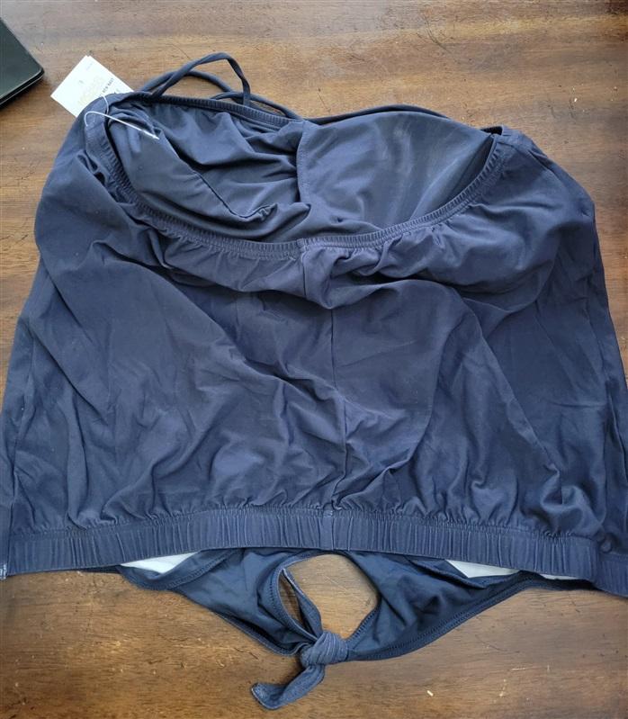 NWT MICHAEL KORS S Tie Front Tankini Shibori Logo Navy Blue 124087