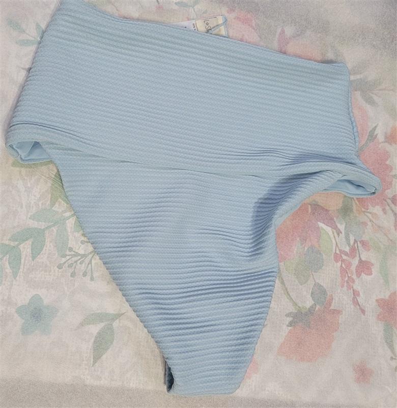 NWOT L*Space XS Everyday Pursuits Pointelle Rib Desi Bikini Bottom Blue 124096