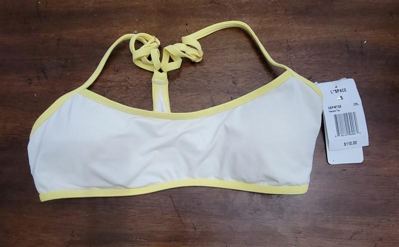 NWT L*Space S Pamela Bikini Top Swimsuit White Yellow 124105
