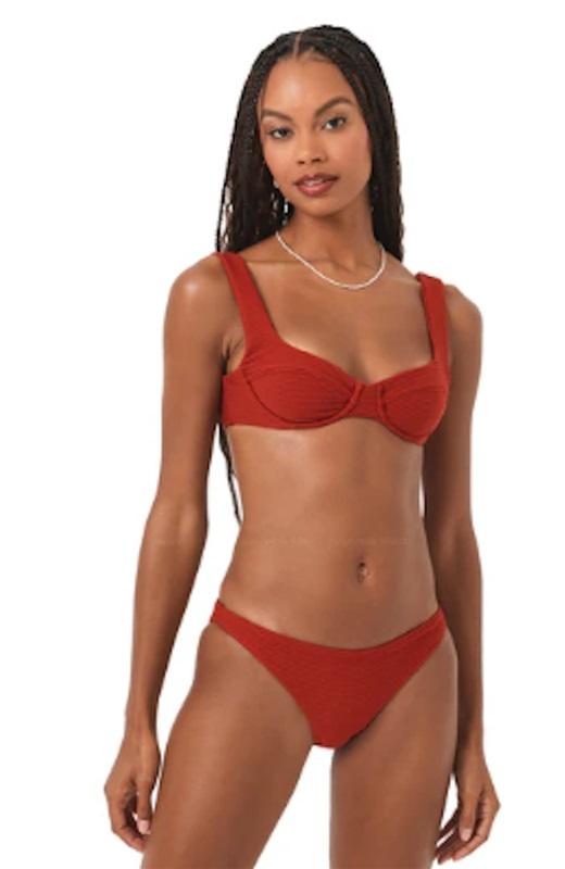 NWOTD L*Space M Camacho Classic Bikini Swim Bottom POP Orange 124110