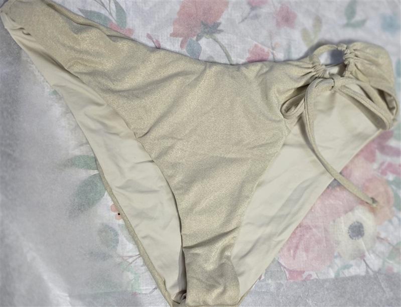 NWT L*Space L Amal Sparkle Ivory Tie Side Bikini Bottom 124126