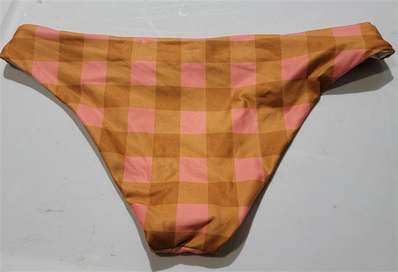 NWT L*Space XL Pink Brown Squares SSG Bikini Swim Bottom 124130