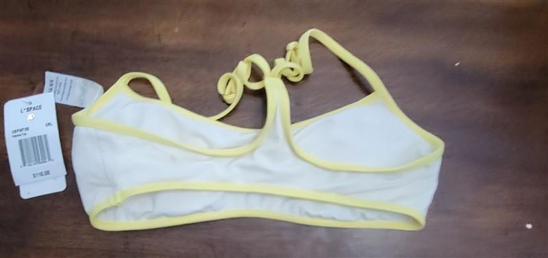 NWT L*Space XL Pamela Bikini Top Swimsuit White Yellow 124133