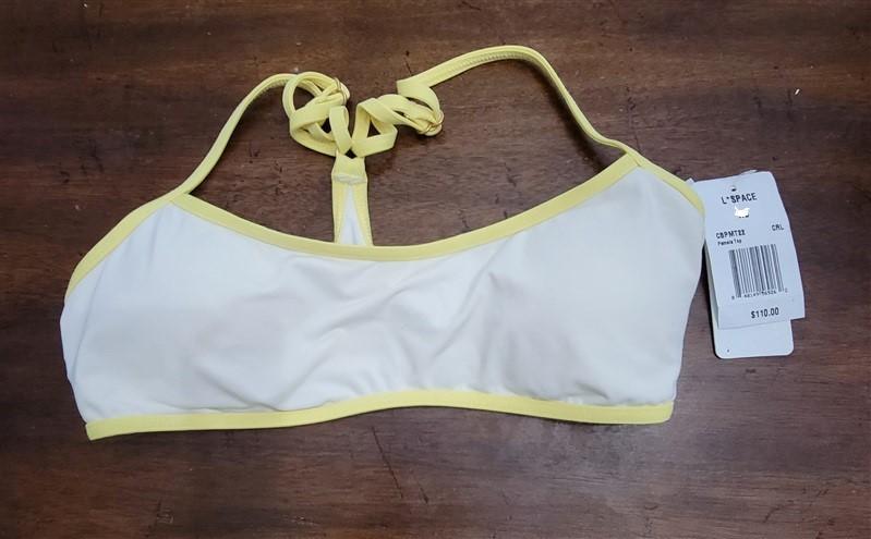NWT L*Space XL Pamela Bikini Top Swimsuit White Yellow 124133