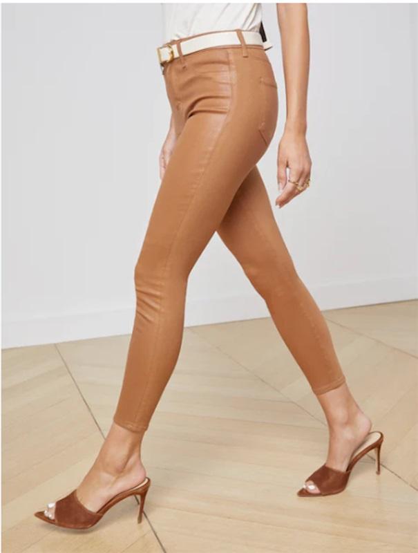 NWOT l'Agence 30 Margot Taupe Brown faux leather Skinny Jeans 124141