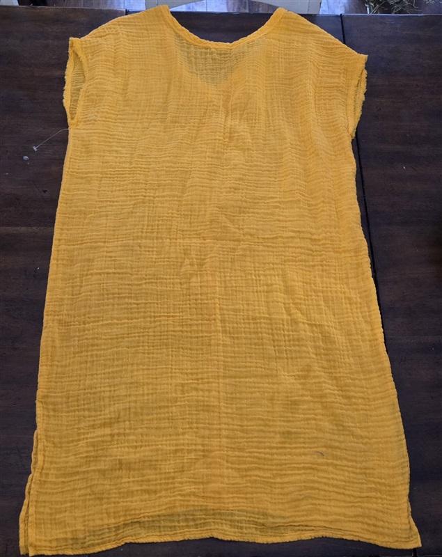 NWOT Michael Stars M Gauze Crinkle Dress Yellow V Neck 124142