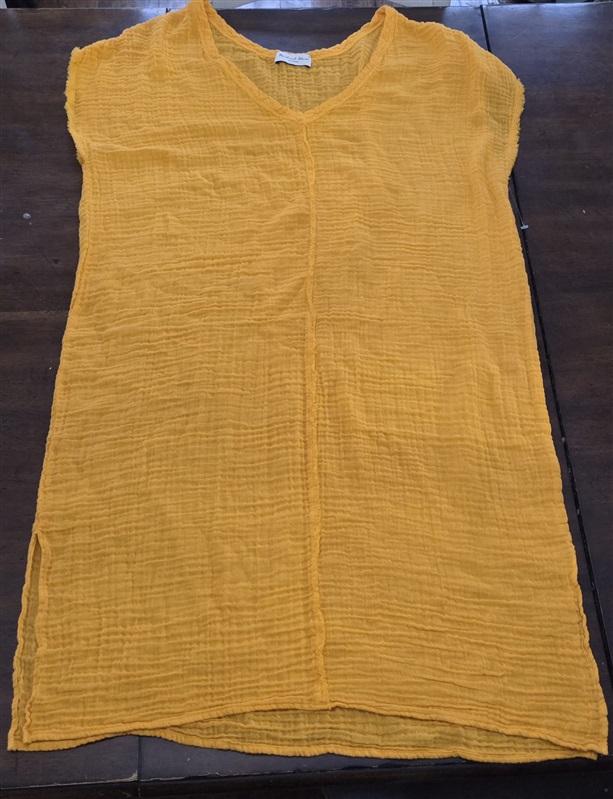 NWOT Michael Stars M Gauze Crinkle Dress Yellow V Neck 124142