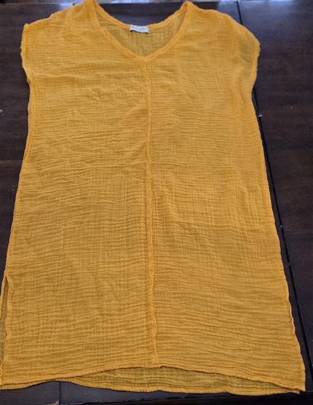 NWOT Michael Stars M Gauze Crinkle Dress Yellow V Neck 124142