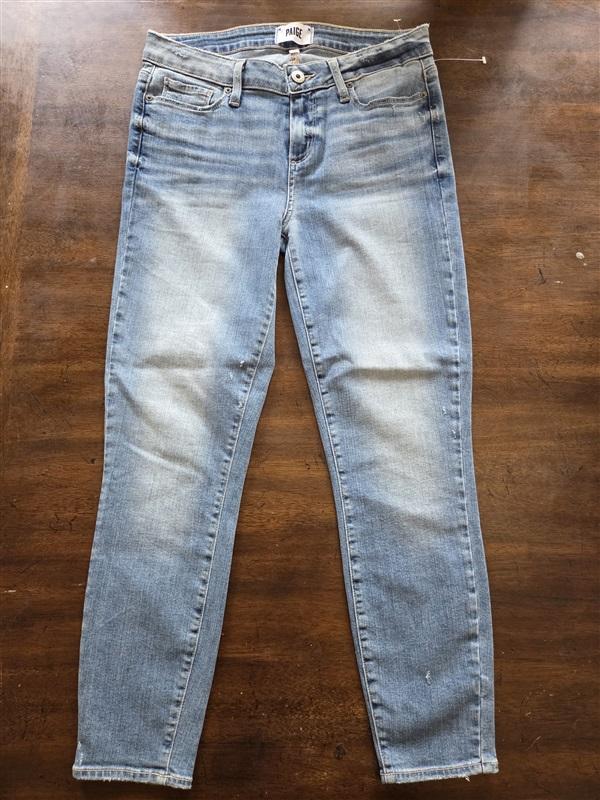 NWOT PAIGE Verdugo Distressed Crop 28 Ankle Blue 5 Pocket Jeans 124145