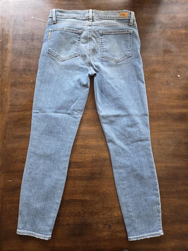 NWOT PAIGE Verdugo Distressed Crop 28 Ankle Blue 5 Pocket Jeans 124145
