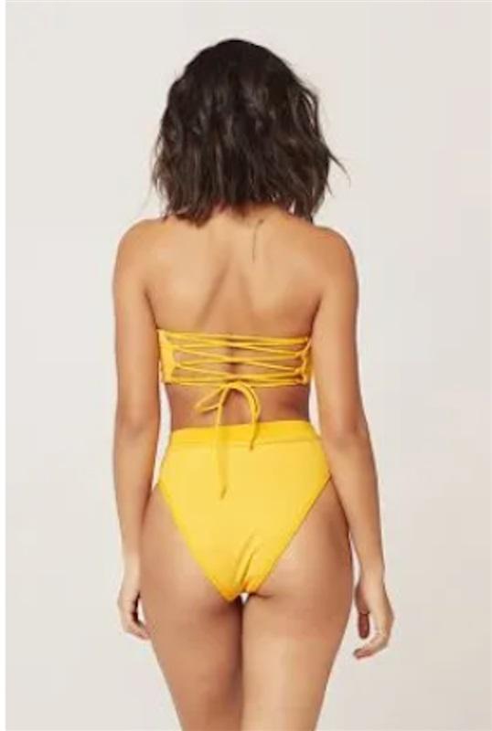 NWT L*Space XS Beach Wave Bandeau Bikini Swim Top Orange 124151