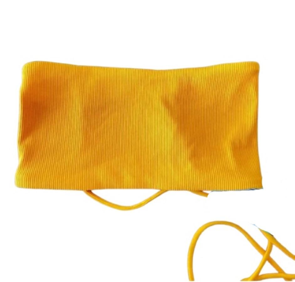 NWT L*Space XS Beach Wave Bandeau Bikini Swim Top Orange 124151