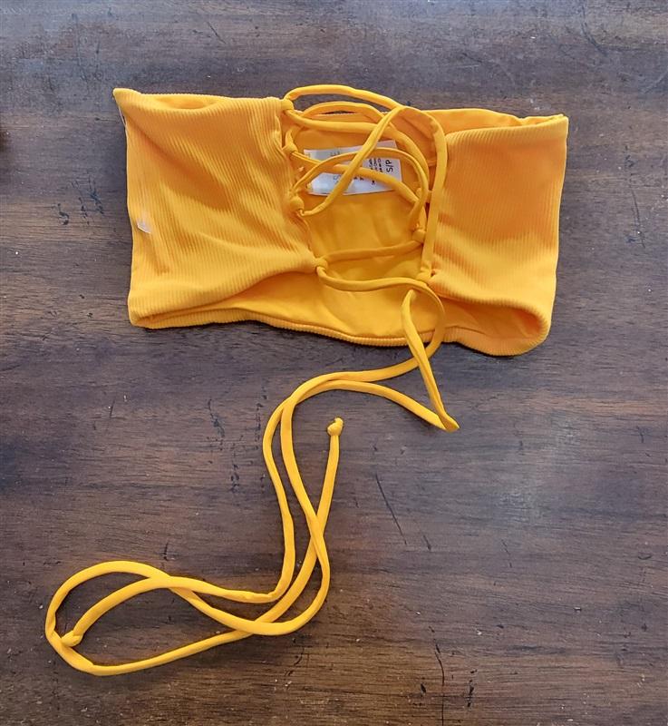 NWT L*Space XS Beach Wave Bandeau Bikini Swim Top Orange 124151