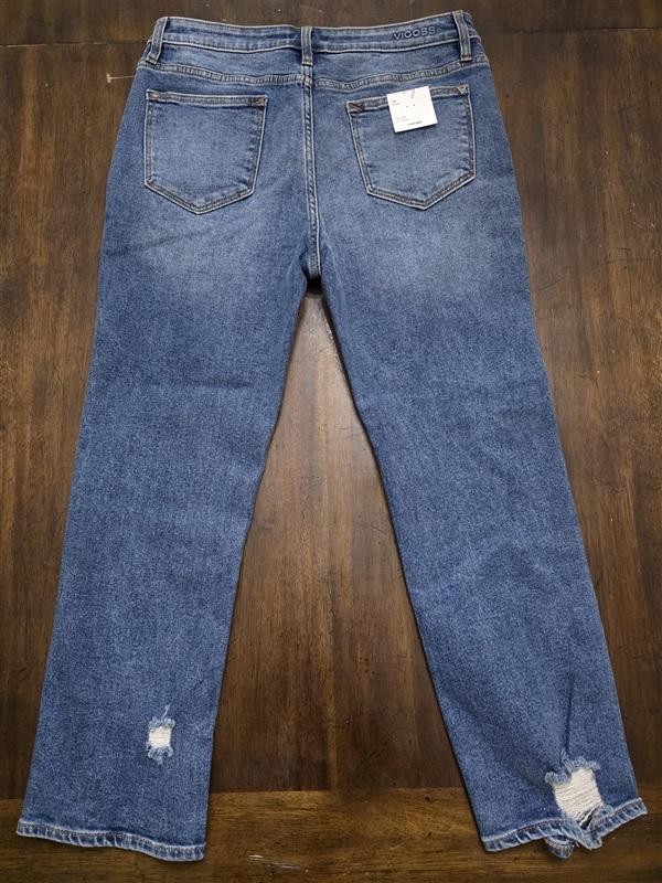 NWT Vigoss 29 Stevie Straight Distressed Jeans Blue 124164