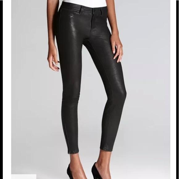 NWT J Brands 28 Super Skinny Gold Blue Leather Look Coated denim 124169
