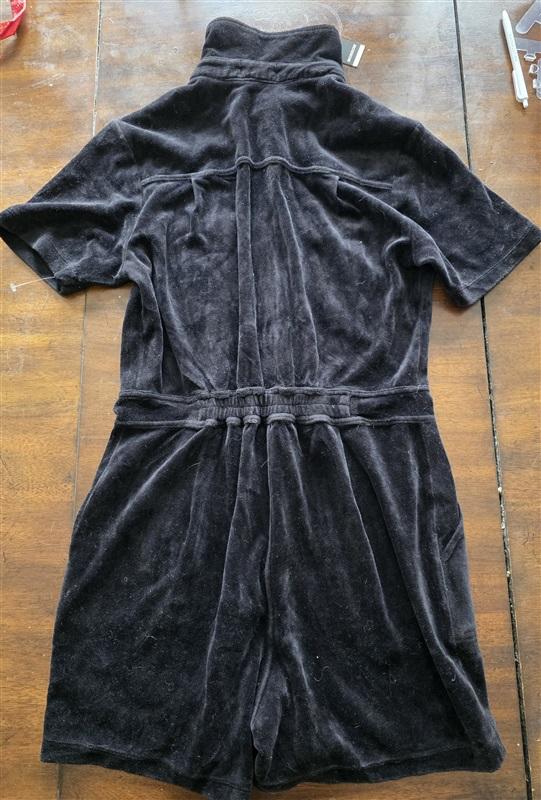 NWT Monrow XS Black Velour Zip Up Romper Play Suit 124184