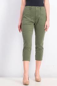NWOT Pistola 30 Mara Straight Leg High Waist Capri Pant Olive Green 124191