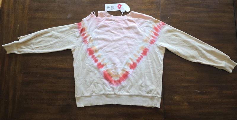 NWT Wildfox XS Grapefruit Wash Sommers Distressed Tie Dye Sweatshirt Top 124205