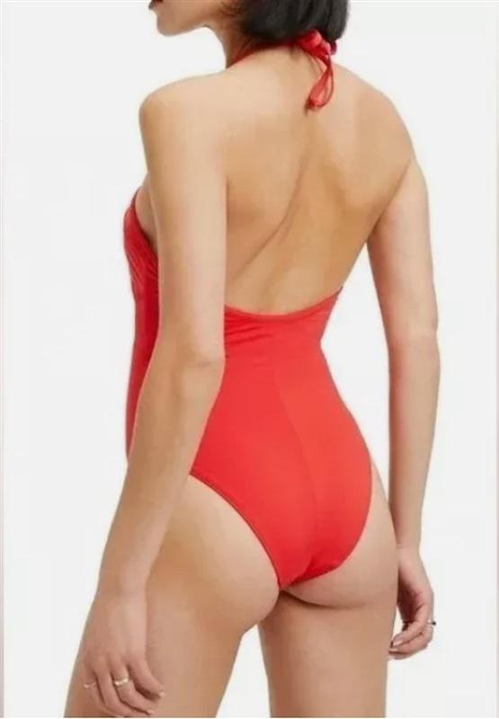 NWT Good American M Red Leilani Halter Neck U wire 1PC Swimsuit 124207