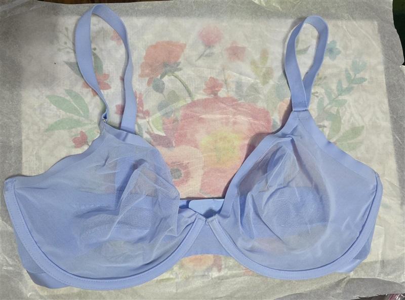 NWOT CUUP 36F The Plunge Mesh Sheer Underwire Bra Blue Periwinkle 124249