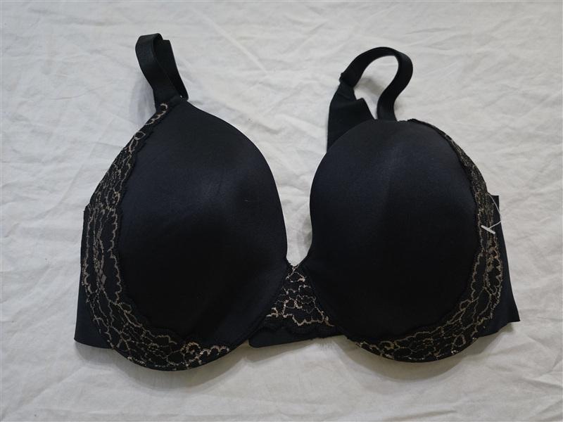 NWOT Soma 34DD Vanishing Back Full Coverage Lace Trim Underwire Bra Black 124252