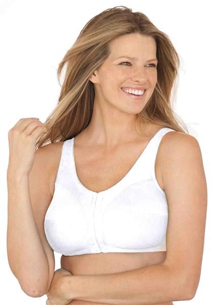 NWOT 46B Comfort Choice Wirefree Front Hook Seamless Leisure Bra White 124311